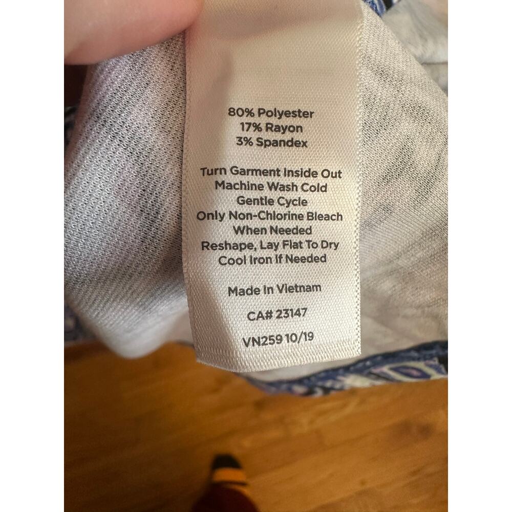 Talbots Plus Sleeveless Fit & Flare Dress Blue Purple Print Size 14W - Picture 4 of 5